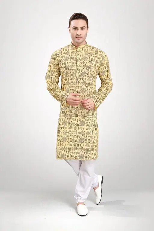 Mens Printed Cotton Kurta